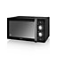 SWAN SM22070LBN Retro Manual Microwave, 25 Litre, 900W, Black