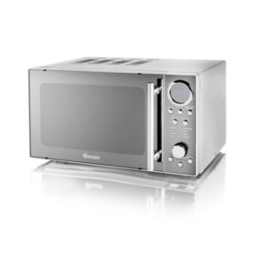 Swan SM3080LN Digital Solo Microwave with 10 Power Levels, 800 Watt, 20 Litre, Silver