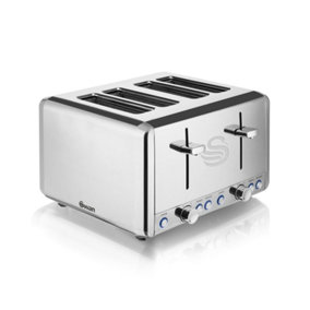 Swan ST14064N 4 Slice Toaster, Polished Stainless Steel, 1850 W