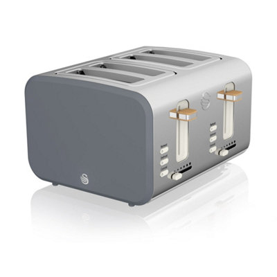 Swan ST14620GRYN, 4 Slice Nordic Toaster, 1500W, Slate Grey