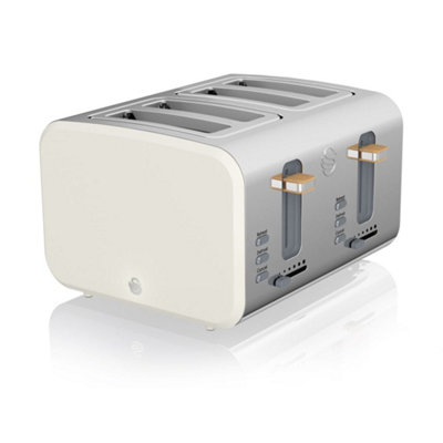 Swan ST14620WHTN, 4 Slice Nordic Toaster, Soft Touch Housing and Matt Finish, 1500W, Cotton White