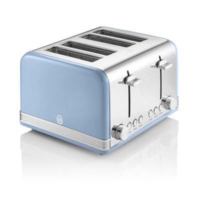 Swan retro kettle 2024 and toaster blue