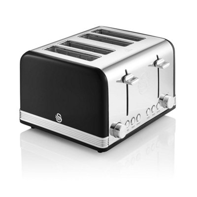 Swan ST19020BN 4 Slice Retro Toaster (Black)