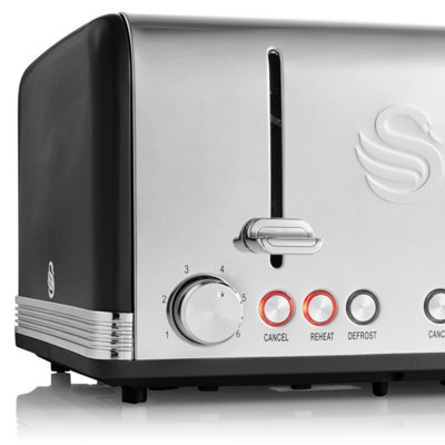 Swan ST19020BN 4 Slice Retro Toaster (Black)