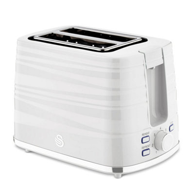 Swan ST31050WN, 2 Slice Symphony Toaster, High Gloss and Matt Finish, 930 Watt, White, Plastic