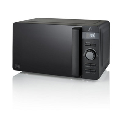 Swan Stealth 20L LED Microwave, Matte Black, 800W, Various Power Levels, 60 Minute Timer and Digital Display, SM22037LBLKN