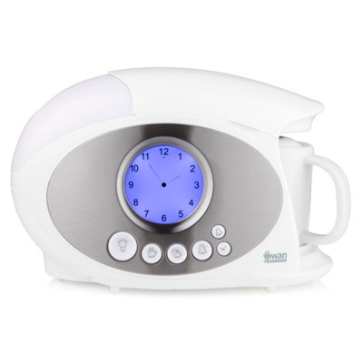 Swan Teasmade White Tea Maker with Clock