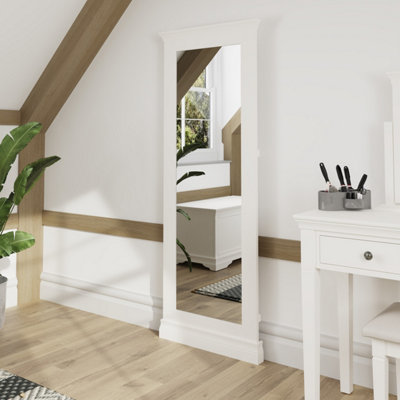 Swanley Cheval Adjustable 172cm Tall Freestanding Mirror Solid Pine MDF White