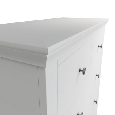Swanley Fully Assembled Chest 5 Drawers White Dresser Storage Solid Pine  MDF Unit