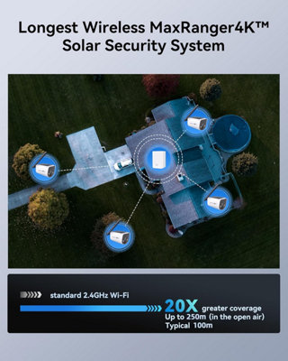 Swann MaxRanger4K Wireless Security System 3 Cam Kit with 4K Solar Cameras, Colour Night Vision, True Detect & 1TB Local Storage
