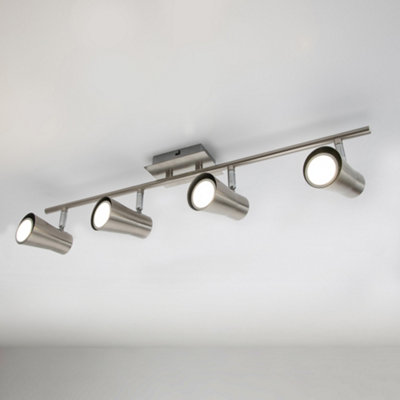 Swansea Spotlight Brushed Stainless Steel GU10 4 Bar Quad LED Compatible Ceiling Light Fitting Spot Light