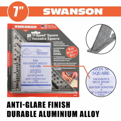 Swanson 7 Inch Speed Square Imperial Measure Roofing Rafter Square S0101