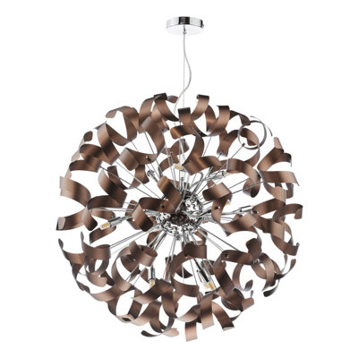 Swash 12 Light Pendant Polished Chrome and Brushed Copper