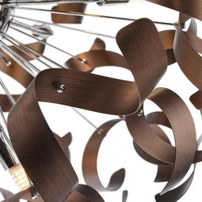 Swash 12 Light Pendant Polished Chrome and Brushed Copper