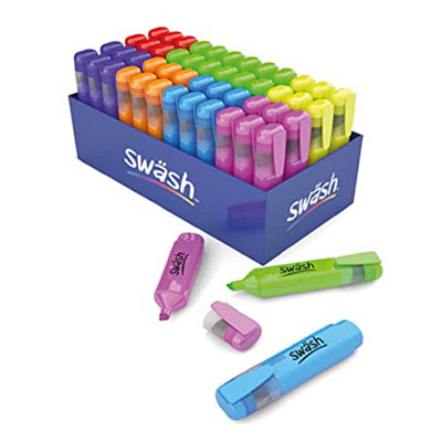 Swash Chisel Tip Coloured Highlighter Pens Multipack (Pack of 48) for ...