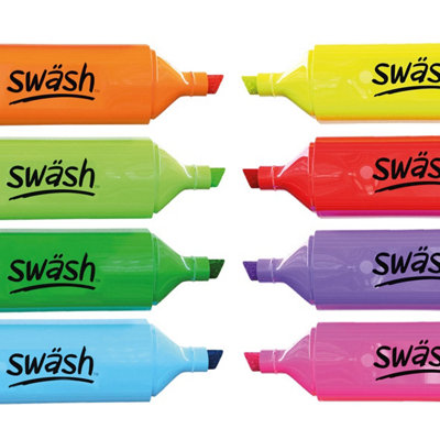 Swash Chisel Tip Coloured Highlighter Pens Multipack (Pack of 48) for ...