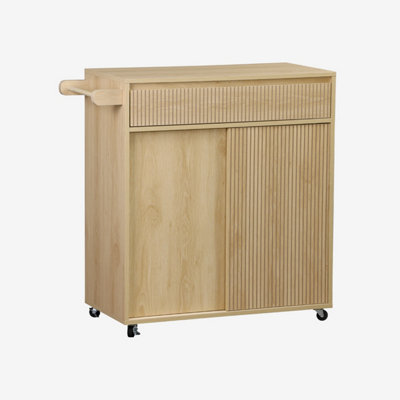 sweeek. 1-drawer kitchen wooden effect sideboard with 2 doors Linear Natural 90.5x40x90 cm