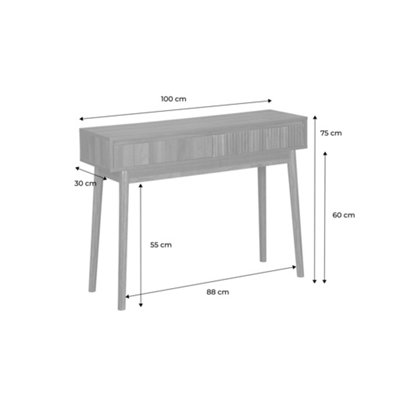 sweeek - 100cm console table with grooved wooden detail Dark wood colour 100x30x75 cm - Linear
