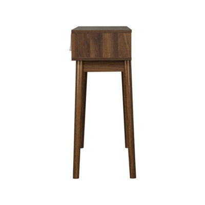 sweeek - 100cm console table with grooved wooden detail Dark wood colour 100x30x75 cm - Linear