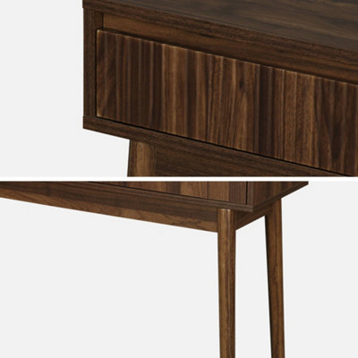 sweeek - 100cm console table with grooved wooden detail Dark wood colour 100x30x75 cm - Linear