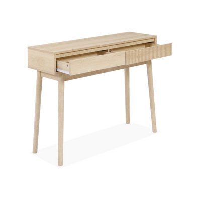 sweeek - 100cm console table with grooved wooden detail Linear Natural ...