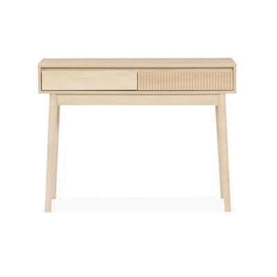 sweeek - 100cm console table with grooved wooden detail Linear Natural ...