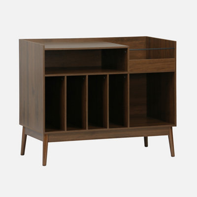 sweeek. 100cm vintage vinyl record cabinet with dividers Nepal Dark wood colour 100x48x81.5 cm