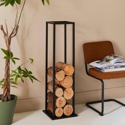 sweeek - 112cm interior vertical log rack Industrielle Black 33x27.5x112 cm