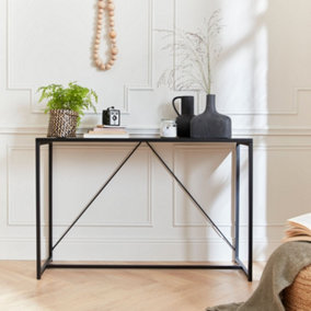 sweeek. 120cm metal console with reinforcement bar Industrielle Black 120x39x79 cm