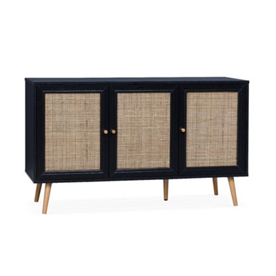 sweeek - 120cm sideboard cabinet with wooden effect Black 120x39x70 cm ...