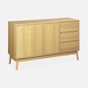 sweeek. 120cm sideboard with wood-effect and 2 doors Dune Natural 120x39x76 cm