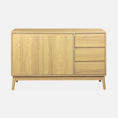 sweeek - 120cm sideboard with wood-effect and 2 doors Natural 120x39x76 ...
