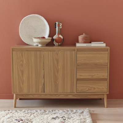 sweeek - 120cm sideboard with wood-effect and 2 doors Natural 120x39x76 ...