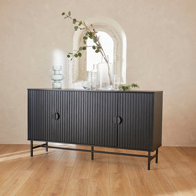sweeek. 157.5cm sideboard cabinet with two doors and one shelf Bazalt Black 157.5x39x83 cm