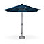 sweeek. 2.7m round centre pole LED parasol - adjustable aluminium central mast and crank handle opening - Helios - Duck blue