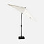 sweeek. 2.7m round centre pole LED parasol - adjustable aluminium central mast and crank handle opening - Helios - Off white