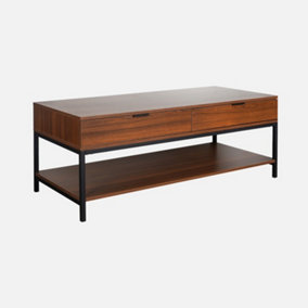 sweeek. 2-drawer walnut coffee table Walnut Walnut 54x120x47 cm