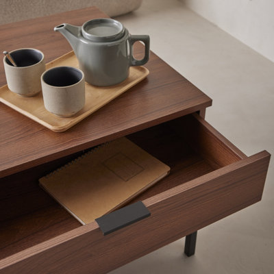 sweeek. 2-drawer walnut coffee table Walnut Walnut 54x120x47 cm