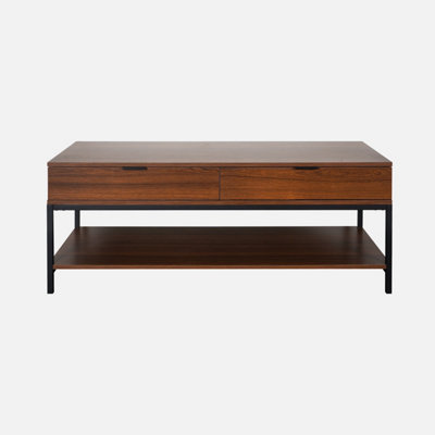 sweeek. 2-drawer walnut coffee table Walnut Walnut 54x120x47 cm