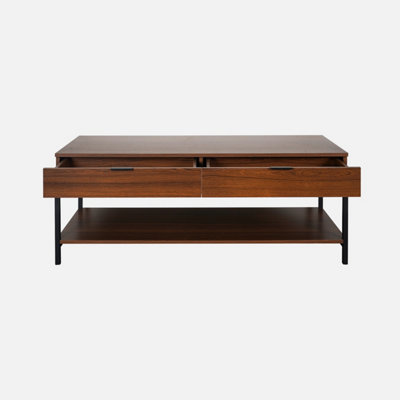 sweeek. 2-drawer walnut coffee table Walnut Walnut 54x120x47 cm