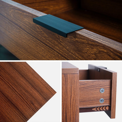 sweeek. 2-drawer walnut coffee table Walnut Walnut 54x120x47 cm