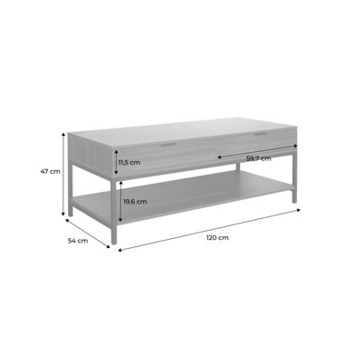 sweeek. 2-drawer walnut coffee table Walnut Walnut 54x120x47 cm