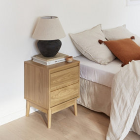 sweeek. 2-drawer wooden-effect bedside table Dune Natural 40x46x56 cm