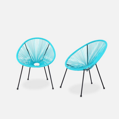 sweeek. 2 Egg designer string chairs - PVC designer string chairs - Acapulco - Blue