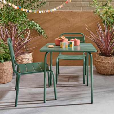 sweeek. 2-seater children's table and chair set Anna set Sage Green ...