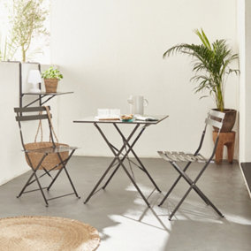 sweeek. 2-seater folding metal bistro garden table 70x70cm Emilia Anthracite 70x70x71 cm