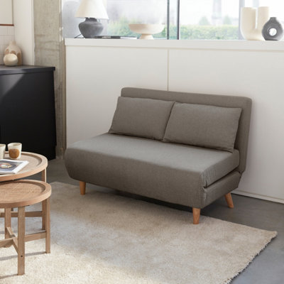 sweeek - 2-seater scandi-style folding sofa bed Guesta Light Grey