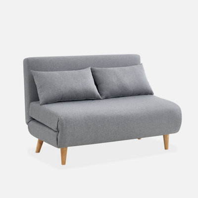 sweeek - 2-seater scandi-style folding sofa bed Guesta Light Grey