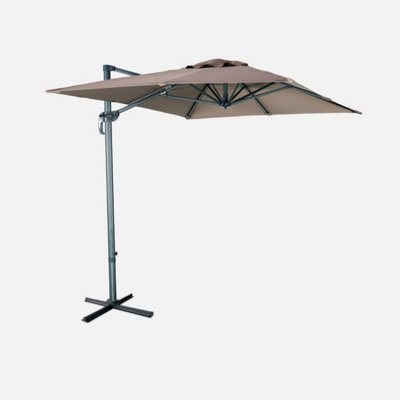 sweeek. 2x3m rectangular cantilever paraso - parasol can be tilted folded and rotated 360 degreesl - Antibes - Beige-brown