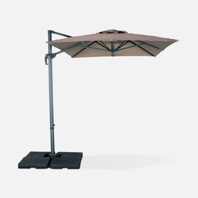 sweeek. 2x3m rectangular cantilever paraso - parasol can be tilted folded and rotated 360 degreesl - Antibes - Beige-brown